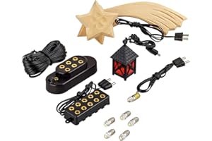 ‎MAMEMI MaMeMi Leuchtstern mit ZUBEHÖR FÜR KRIPPENBELEUCHTUNG mit Elektrokabel, Laterne, Glühbirnchen, Verlängerungskabel etc [Krippenbedarf/Zubehör für Weihnachtskrippen]
