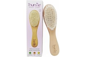 Thumble Baby Hair Brush - Super Soft Goat Bristle Hairbrush for Newborns, Babies and Toddlers - Wooden Baby Brush - Newborn Hairbrush - Cradle Cap Brush - Natural and Plastic Free.