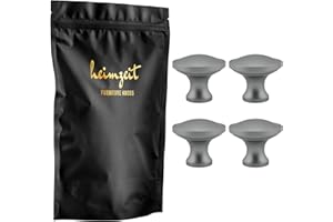 heimzeit Pomelli Armadio per Porte, Cassetti e Comodini in Alluminio di Alta Qualità [4 Pezzi, Grande Rotondo] Colore: Grigio, Design Elegante, Pomelli per Mobili con impugnatura a un foro e viti