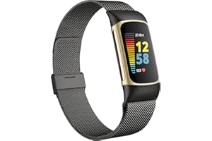 Faliogo Metal Strap Compatible with Fitbit Charge 5 Strap/Fitbit Charge 6 Strap for Women Men, Adjustable Mesh Loop Stainless Steel Replacement WirstBand for Charge 5/Charge 6 Activity Tracker