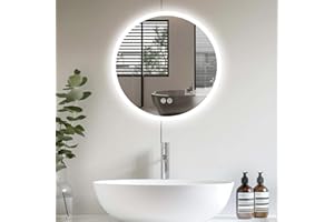 ‎ALLRIGHT AllRight LED Spiegel Bad mit Beleuchtung 50cm Rund - Dimmbar mit 3 Lichtfarben (3500K-6500K), Touch-Schalter, Beschlagfrei - Badezimmerspiegel mit Licht für Make-up & Rasur (50cm)