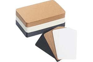 TOMOYUKI 150 Pcs Blank Flash Cards Blank Business Cards, Kraft Paper Message Revision Card Paper for DIY Word Memory Notes Learning Gift Tags Paper Card - White/Black/Brown