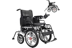 ‎BUEUWE Bueuwe Rollstuhl Elektrisch Faltbar Elektrorollstuhl, Leicht Elektrischer Rollstuhl für Erwachsene, Faltbarer Rollstuhl mit Elektroantrieb, 24V 20A Lithium-Batterien, Reichweite 30 Kilometer