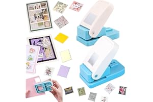 CYFUN DESIGN Lot de 2 perforatrices rectangulaires de 2,5 cm et perforatrices carrées de 2,5 cm, perforatrice à levier pour travaux manuels, scrapbooking, projets de bricolage, loisirs créatifs, scrapbooking
