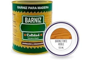 AC - Bote de Barniz Brillo para Madera - Fabricado en España - Ideal para todo tipo de Maderas, vigas, cerchas, marcos, etc. - Capacidad de 125 ML – Roble