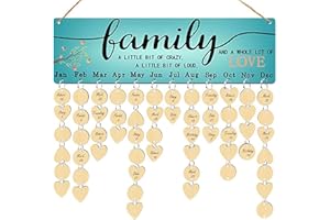 WSAMJIN Calendario di Compleanno In Legno, Anno Indipendente In Legno Calendario Fai da Te Festival Promemoria Calendario Board con 100 Tag In Legno Segno Porta Appeso Decorazione per Camera da Letto (B)