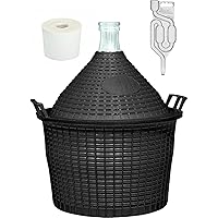 lilawelt24 1 x Weinballon mit Korb + Gärröhrchen + Gummistopfen Gäreimer Glasballon Gärballon Glas (Weinballon 5L Set)