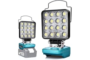 EDTRAN Lampe Led Rechargeable Pour Batterie Makita 18V,48W Baladeuse Lampe de Chantier Alimenté Par Pile, Projecteur Led Rechargeable avec Charge Type C & USB (Sans Batterie) (NMTZFDTS4IN)