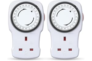 24 Hour Mechanical Timer Plug Socket UK, G-Homa Energy Saving Plug-in Segment Timer Switch with Programmable Time Controller for Indoor Lights, Lamps and Home Appliances, CE Listed (2 Pack)