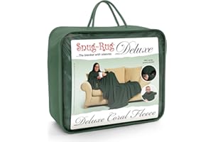Snug Rug DELUXE Koc z rękawami, PRAWDZIWY przytulny koc z rękawami, 260 g/m², luksusowy, przytulny, super miękki koralowy polar, miękka tkanina, długie ponadwymiarowe rękawy i kieszeń na woreczek,