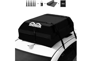 SNDMOR Car Roof Bag, 425L/15 Cubic Feet Waterproof Car Rooftop Cargo Carrier Bag, For All Vehicle With/Without Racks, Includes Anti-Slip Mat + 4 Reinforced Straps + 6 Door Hooks (Black)