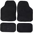 Sakura Car Mat Set of 4 Heavy Duty Hard Wearing Carpet Flexible Black Velour Matching Trim Universal Fit Front Rear Heelpad Non-Slip Backing RHD