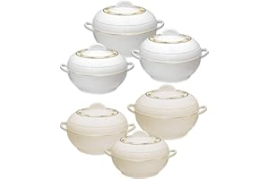 DABMOO 3pc Ambiente Casserole Set Insulated Food Warmer Round Thermal Hotpot 3 Sizes [White]