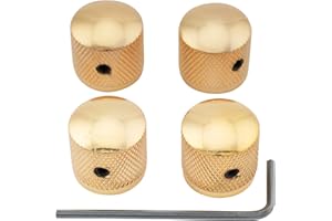 Musiclily Metrisch Gitarren Potiknöpfe Metall Knöpfe Dome Knobs mit Madenschraube für E-Gitarre Bass, Gold(4 Stück)