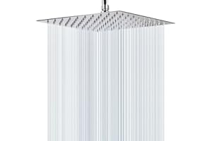 Rain Shower Head, WOOPHEN 12" High Flow Stainless Steel Square Rainfall ShowerHead, High Pressure Design, Awesome Shower Experience Even at Low Water Flow (Chrome)