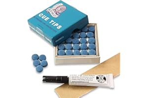 5 X 10mm Tweeten BLUE KNIGHT Leather Snooker Pool Cue Tips - FREE Sandpaper