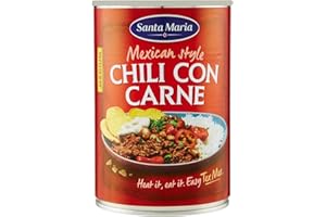 Santa Maria, Chili con Carne, Piatto Leggermente Piccante Tipico della Cucina Tex-Mex, per Farcire i Tacos o per Servire con le Tortilla Chips, Latta da 410 g