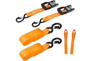 MIUCOGUIER Cinchas de Amarre con Trinquete 2 x 2000 kg Correa para Trinquete con Gancho Tensor de Carraca Cinchas de Sujeción de Carga Automatica Trinquete Cinta para el Transporte Mercancías