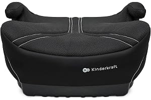 Kinderkraf I-BOOST 2, Siedzisko samochodowe i-Size R129, dla dzieci 125–150 cm (ok. 6–12 lat), Lekkie 1,2 kg, Montaż na pas samochodowy, Miękkie siedzisko, Zdejmowany pokrowiec, Czarny