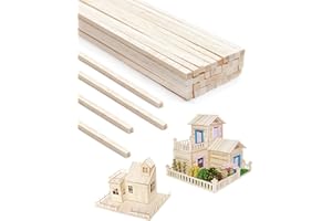 Anvin 100 Pieces Balsa Wood Sticks Square Wooden Dowels Unfinished Hardwood Strips Natural Long Woodcraft Sticks Batons for DIY Crafts Model Making (3 x 3 x 300 mm)