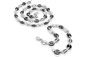 AURSTORE Parure Bracelet ET Chaine Homme Acier INOX Massif Grain DEà café Taille Couleurs AU Choix