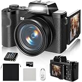 Maxmango D75 Camera 5K 80MP WiFi, 18x Zoom, Retractable Folding Screen | 180&deg; flip-up screen for vlogs, built-in flash for lo
