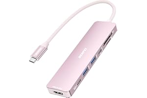 BENFEI Hub USB C 7-en-1 avec HDMI(4K@60Hz), 2 USB-A, 1 USB-C Data, 100W de Charge, Lecteur de Carte SD/TF, câble en Silicone sans enchevêtrement Compatible avec MacBook Pro/Air, iPad Pro, iMac，Pink