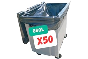 SANYGIENE | Sac Poubelle 660 Litres X50 | Housses Protection Conteneur 660L | Certfié REACH et FSC | Epaisseur 30µ | Anti Saletés - Anti Fuite - Anti Odeur | Hygiène Propreté Collecteur Déchets