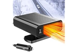 Showvigor Car Heater Defroster, 12V Portable Windshield Defroster with Cigarette Lighter Plug, 360° Rotatable for Fast Ice & Frost Removal, Dual Hot/Cold Air Modes, Compact & Lightweight