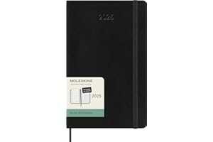 Moleskine Weekly Planner, Agenda Settimanale con Spazio per Note 12 Mesi 2025, Copertina Morbida e Chiusura Elastica, Colore Nero, Lingua Tedesca, Formato Large 13x21 cm