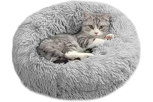 Domarex Weiches rundes Kuschelbett für Hunde und Katzen - DOGGURU Haustierkissen, 40 cm, rutschfest, bequem und pflegeleicht - Grau