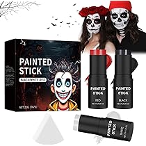 Maquillaje Halloween Blanco Y Negro, Sangre Falsa Halloween, 25g Sangre Fresca Artificial + 40g Kit De Pintura Corporal De Cara En Blanco Y Negro
