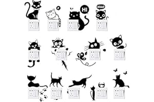 Foonii 13 PCS Autocollant mural, Sticker interrupteur PVC Créatif Imperméable Amovible Décorations Stickers Muraux Art Mural Wall Sticker, Mignon Humoristique Mode (Noir)