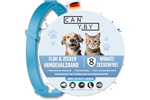 CANYBY Zeckenhalsband für Hunde - 100% Natürliche Inhaltsstoffe und Schutz vor Zecken & Flöhen bis zu 8 Monate - Wasserdicht & Verstellbar