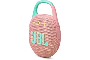 JBL Clip 5 Speaker Bluetooth Portatile, Altoparlante Wireless Compatto, Moschettone Integrato, Waterproof e Resistente alla Polvere IP67, fino a 12 h di Autonomia, App JBL Portable, Rosa