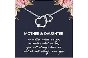 FLHEART Mum Gifts Mother Daughter Necklace - Silver Interlock Love Heart Pendant Necklaces for Women Girls, Daughter Birthday gift from Mom, Mama Jewellery Necklace from Daughter, Mum Gift for Mother's Day