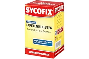 SYCOFIX Tapetenkleister Extra-Stark 300 g zur Verklebung von Rauhfaser-,Papier-, Präge-, Struktur-, Vinyl-, Makulatur- und Textiltapeten. Für Bürstenauftrag, Tapeziergeräte und Wandklebetechnik