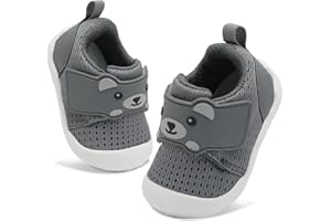 JOINFREE Baby Walking Wide Shoes Infant Boys Girls Breathable Barefoot Shoes Crib Tennis Shoes Lightweight Non-Slip Sneakers First Walkers