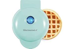 Elite Gourmet EWM015M Mini-Waffeleisen, elektrisch, mit Antihaftbeschichtung, Belgische Waffeln, kompaktes Design, Rösti, Keto, Snacks, Sandwiches, Eier, leicht zu reinigen, mintgrün