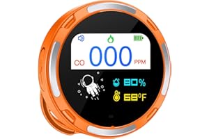 Gedsffati Tragbarer CO-Melder Kohlenmonoxidmelder Warnmelder, CO-Warner CO-Messgerät mit Temperatur- und Luftfeuchtigkeitsmessung, IP65 Wasserdicht und Staubdicht, für Reise Camping, Orange