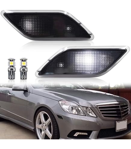 thumbnail interactive-video image 1 of Clear Bumper Side Marker Set For 2010-2013 Mercedes E-Class W212 - Euro Clear Lenses With Stealth Bulbs 1 of 2