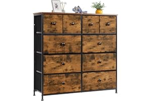 LYNCOHOME komoda z 10 szufladami z tkaniny, komoda do sypialni, przechowywanie, meble do sypialni, komoda do kuchni, biura, przedpokoju, szafka TV z szufladami