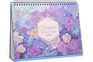 YIPUETERNITY Kalendarz biurkowy 2025 UK, kalendarz na 2024-2025, stojący, na 12 miesięcy, kalendarz na rok akademicki 2024/25 z przypomnieniem o wakacjach (fioletowy z niebieskim)