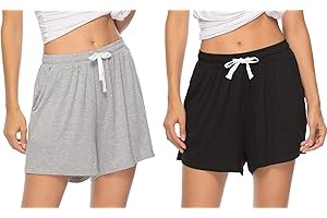 Vlazom Pantaloncini Donna Estivi Cotone Morbido Traspirante Tinta Unita Pantaloni di Pigiama Donna Corti per Dormire Casa