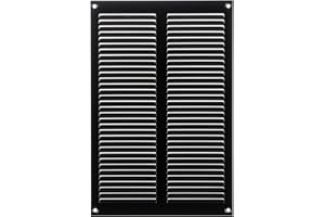 STEINBERG14 Griglia di ventilazione Nero da 200x300mm in lamiera d'acciaio con lamelle interne e protezione dagli insetti