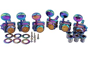 Guyker Accordeurs de cordes de verrouillage de guitare vintage 6 en ligne - Pièces de rechange pour guitares électriques de style ST TL Rapport d'engrenage 1:15 - Arc-en-ciel caméléon