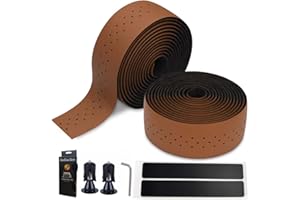 ZodiacZen Guidoline Velo Route,Ruban de Guidon de vélo étanche, Guidoline de Vélo Antidérapant,Guidon Velo Route absorbant les chocs,Avec bouchon de guidon en aluminium,200 x 3 cm,Marron