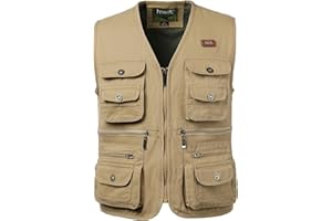 Oralidera Chalecos de Pesca para hombre Chaleco Tipo Safari Multibolsillos Chaleco de Fotografía Chaleco Sin Mangas de Trabajo Caza Senderismo