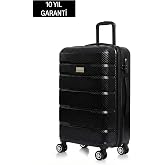NIPPON Orta Boy Polikarbon Valiz, 68x40x26cm, TSA Kilit, 360&deg; Tekerlek, Siyah