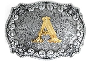 LKMY Hebillas de cinturón para hombre con letra inglesa 3D, estilo occidental del alfabeto de vaquero con letra inicial para hombres